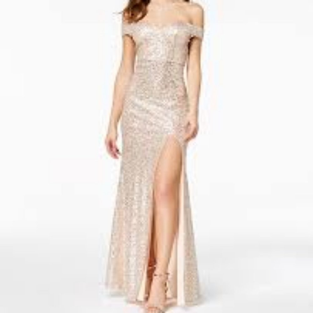Emerald Sundae Blush.Gold Sequin Gown 7
